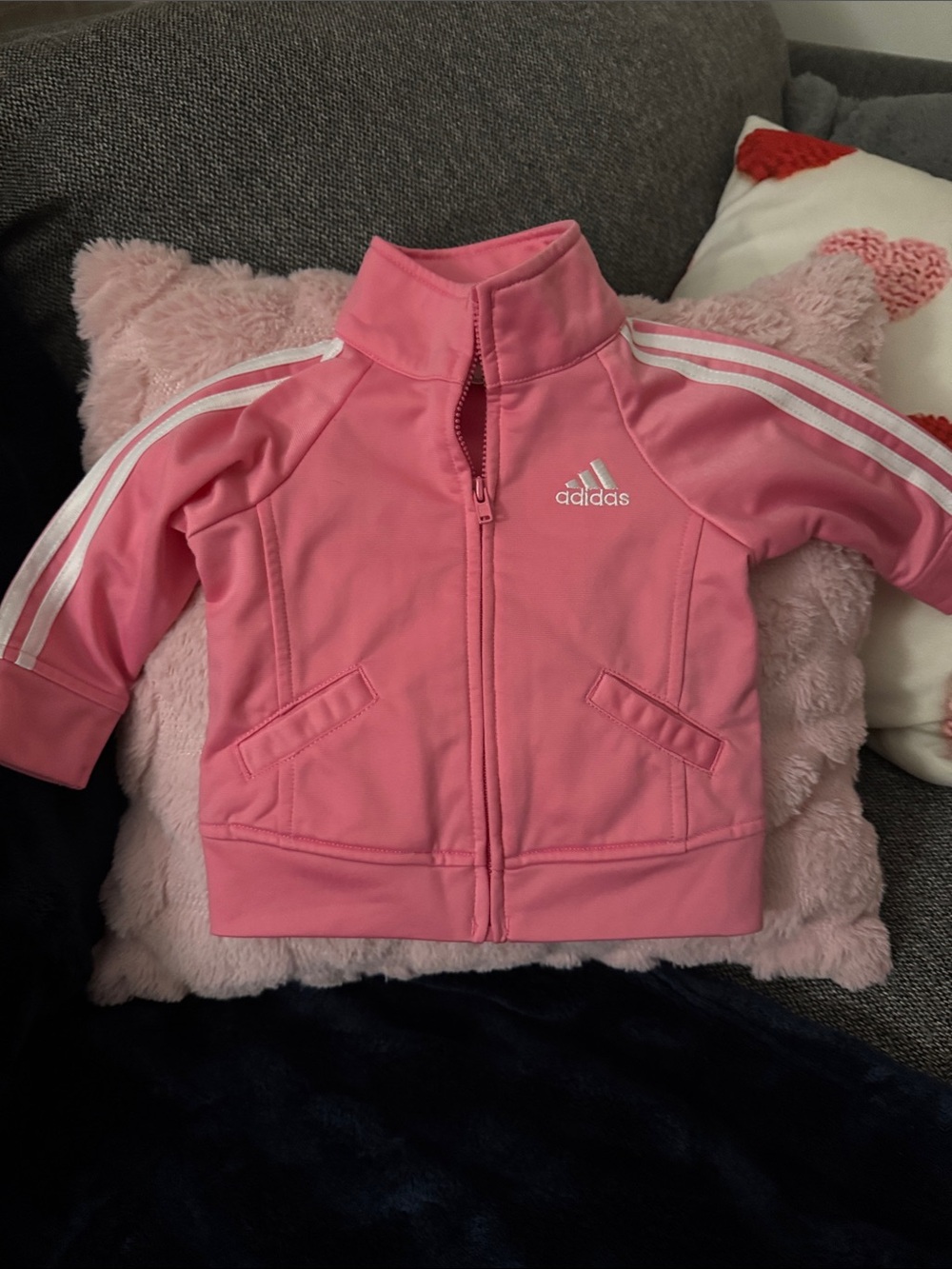 adidas Pink Kids Track Jacket with White 3-Stripes